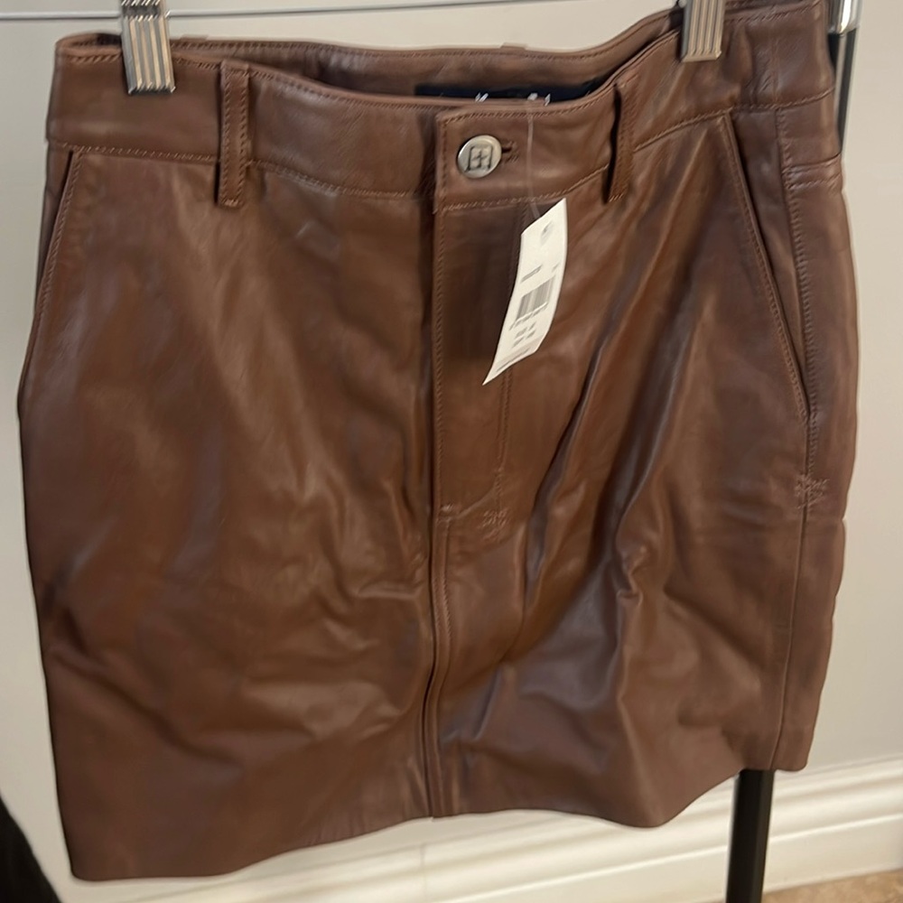Ksubi brown leather mini skirt